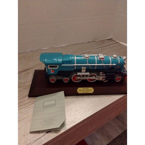 Avon Collectibles Blue Comet Train Locomotive Figurine On Wooden Base Vintage Di - Picture 6 of 9